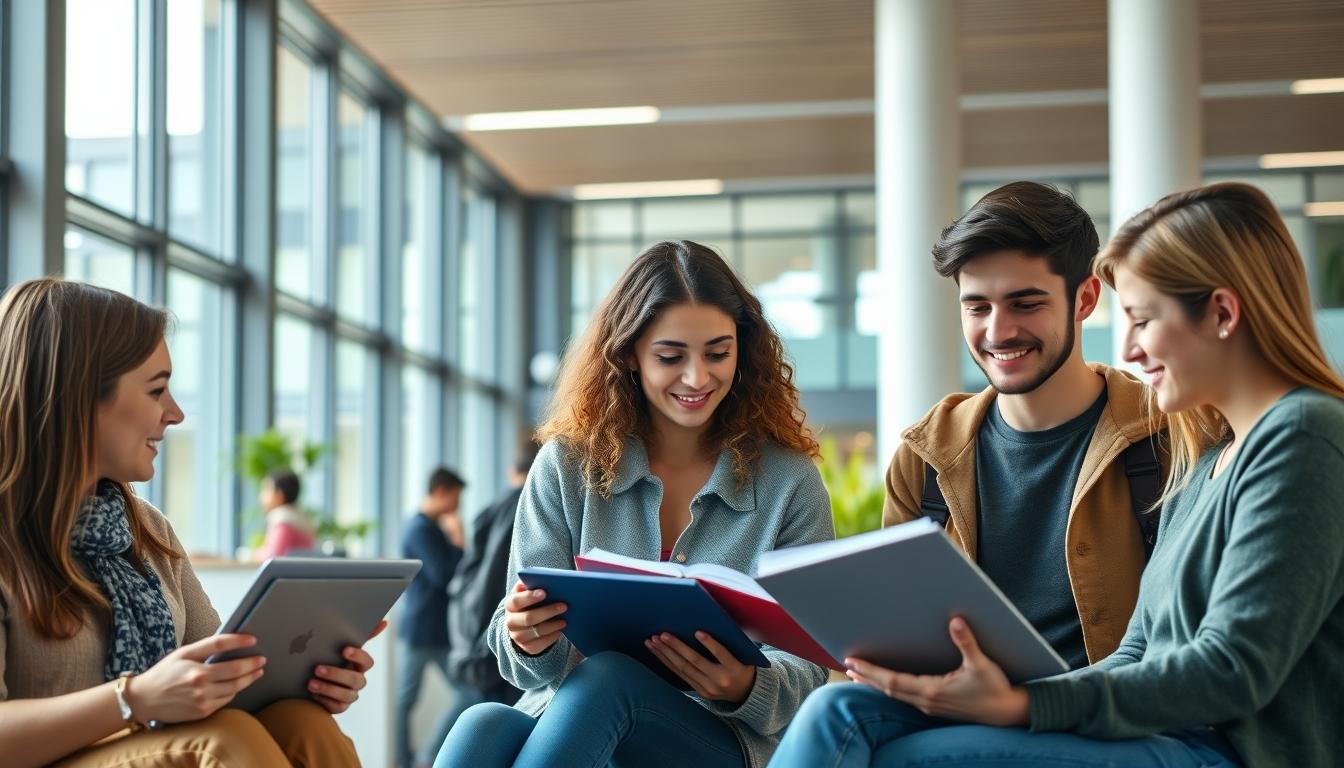 Students collaborating in study space